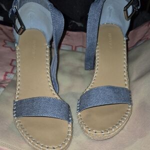 Nautica Blue Denim Wedge Sandals
